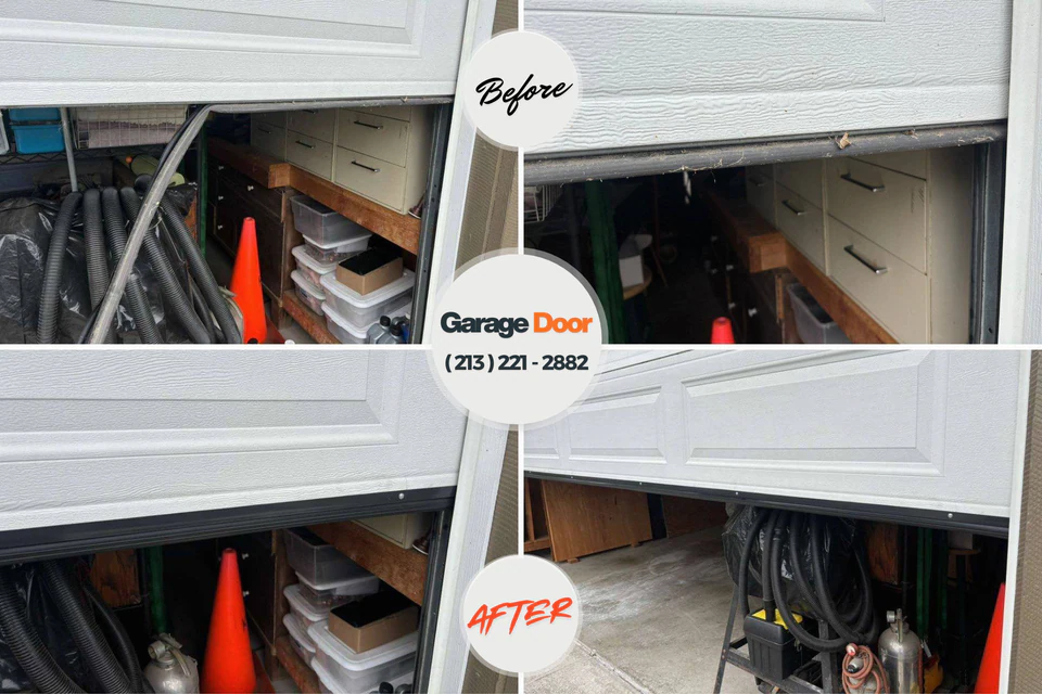 Before and after: garage door repair Heflin, AL